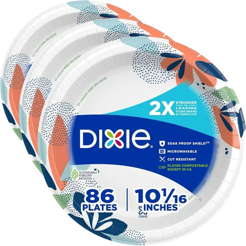 Vista 15 de Dixie Platos de papel grandes desechables de 10 pulgadas, 54