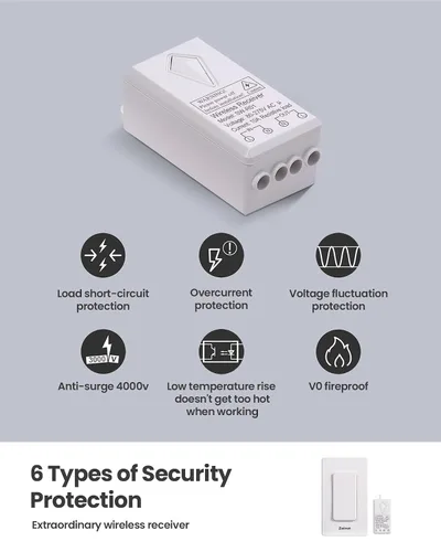 Vista 8 de Zoiinet - Kit de interruptor de luces inalámbrico, diseño con hebilla y removible, interruptor de múltiples vías, no necesita WiFi, programable
