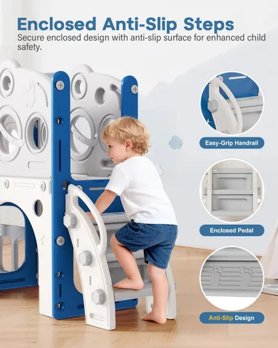 Vista 5 de Juego de tobogán Babytronic para niños pequeños, 8 en 1, tobogán para interiores y exteriores para niños de 1 a 3 años, juego para niños pequeños