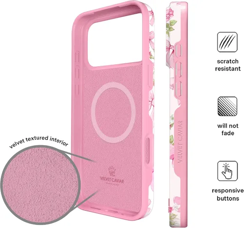 Vista 1073 de VELVET CAVIAR Funda para iPhone 15, compatible con MagSafe, probada contra caídas de 10 pies, fundas protectoras de diseño, leopardo color rosa