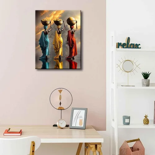 Vista 7 de Arte de Lienzo para Pared de Mujer Negra, Pintura de Mujer Afroamericana, Cuadros Decorativos, Pósters Retro Étnicos Rojos Amarillos Azules