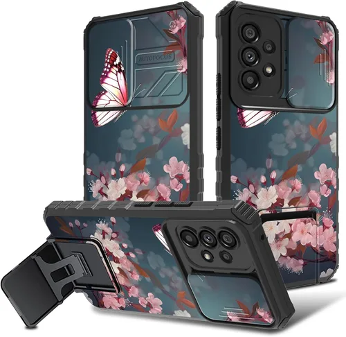 Vista 11 de Funda para Samsung Galaxy A53 5G con cubierta de cámara y soporte de soporte, resistente a prueba de golpes, TPU funda protectora para Samsung