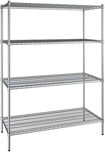 Vista 255 de Kit de 4 estantes de epoxi verde NSF de 21 x 72 pulgadas con postes de 86 pulgadas, estantería de almacenamiento resistente, kit de estantería