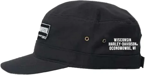 Vista 2 de Harley-Davidson - Sombrero de pintor de sarga ajustable para hombre, color negro