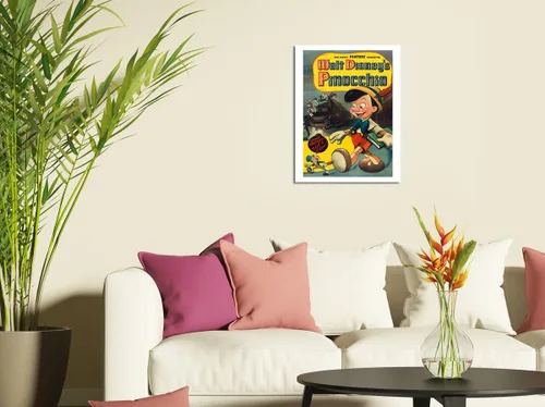 Vista 3 de Disney's Pinocho - Cartel de metal vintage con Jiminy Cricket - Cartel de metal vintage c.1940-8 x 12 pulgadas