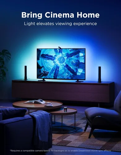 Vista 3 de Govee - Barras de luz LED inteligentes, funcionan con Alexa y Google Assistant, retroiluminación LED WiFi RGBICWW para TV con modos de escena