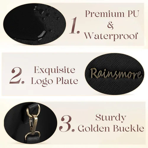 Vista 7 de Bolso para laptop RAINSMORE para mujer de 15.6 pulgadas, bolsa de mano y hombro fabricada en cuero vegano PU, impermeable, maletín de diseñador