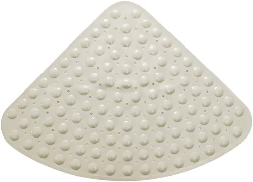 Vista 2 de Tapete antideslizante para bañera y ducha, para adultos y niños, lavable a máquina (triángulo, 28 x 28 pulgadas, cremoso)