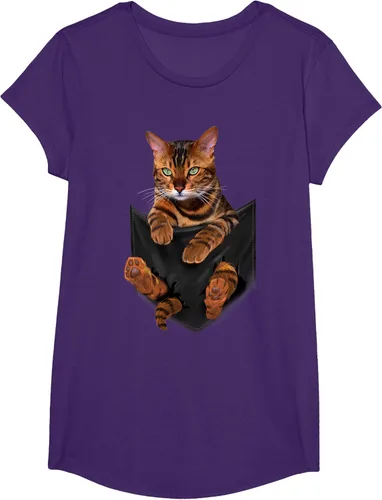 Vista 57 de Camiseta de bolsillo con estampado de tigre y gato Negro