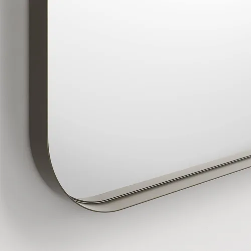 Vista 4 de Better Bevel - Espejo con marco de metal de níquel de 20 x 30 pulgadas, espejo rectangular de pared para baño, esquina redondeada