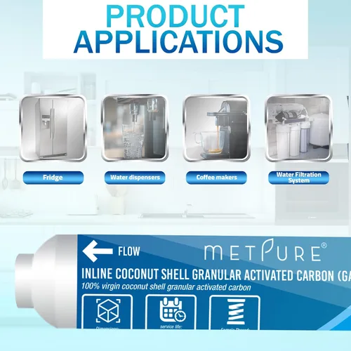 Vista 3 de Metpure Filtro de agua en línea para máquina de hielo, refrigerador, sistema de filtración de agua, cafetera de 2 "x 10" x 1/4" OD FIP rosca hembra