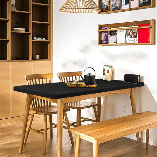 Vista 8 de Paquete de 12 fundas de tela elástica para mesas de 6 pies, fundas de mesa de elastano negro, protector universal rectangular para interiores