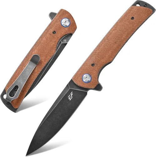 Vista 9 de Eafengrow EF973 Cuchillo plegable, hoja de acero D2, mango de micarta, carpeta de cuchillo de bolsillo para trabajo, camping, senderismo, EDC