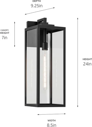 Vista 9 de Kichler Branner - Lámpara de pared para exteriores, cristal transparente, color negro texturizado