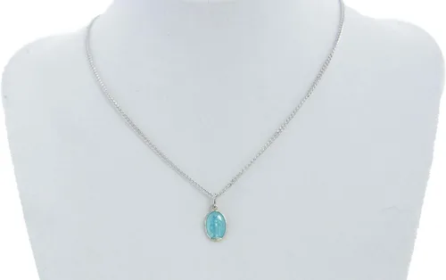 Vista 3 de Heartland Store Colgante milagroso pequeño de plata de ley con esmalte azul + cadena y cierre chapado en rodio de 13 pulgadas, fabricado en Estados