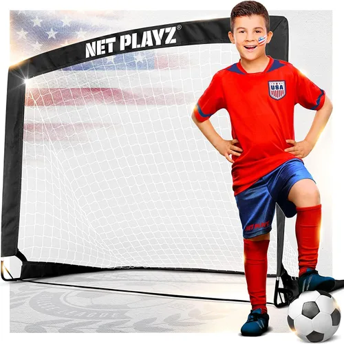 Vista 9 de NET Playz 4ftx3ft Easy Fold-Up Portable Training Soccer Goal, 36" D x 48" W x 36" H