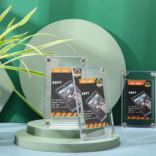 Vista 7 de 5 piezas de 4 tornillos acrílico titular de la tarjeta 35PT para tarjetas de intercambio de béisbol Clear Display Case, Baseball Football Sports