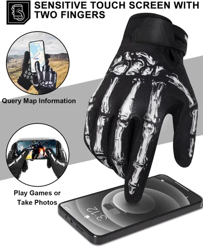 Vista 2 de Guantes de motocicleta RIGWARL para hombres y mujeres con función táctil, guante ligero para bicicleta de tierra antideslizante, guante de esqueleto