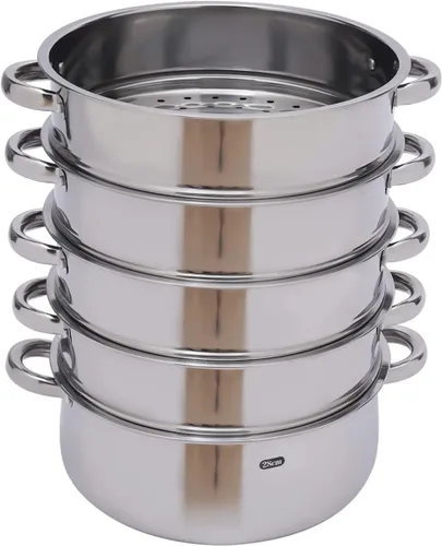 Vista 6 de Vaporizador de alimentos multiusos de 5 niveles de acero inoxidable con tapa, olla para cocinar verduras y cocinar al vapor de 11.0 in/11 pulgadas