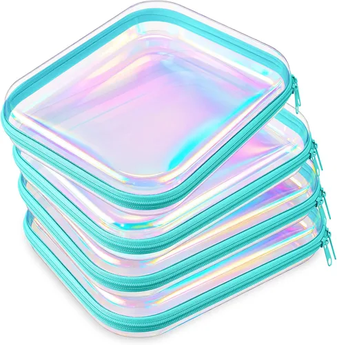 Vista 11 de Hoolerry 4 piezas de estuches rígidos transparentes con cremallera, bolsas de maquillaje, estuche de plástico para lápices, contenedores de caja