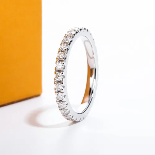 Vista 3 de Anillos de Eternidad de Moissanita 1cttw Color D Claridad VVS1 Corte Redondo Brillante Plata de Ley S925 Apilables Bandas de Boda y Aniversario