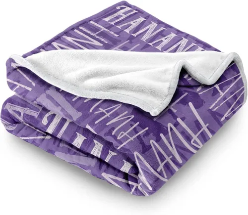Vista 4 de WOMB Manta de bebé personalizada con nombre, manta de nombre personalizado para niños adultos, regalo de cumpleaños/Navidad/hito para niños, niñas
