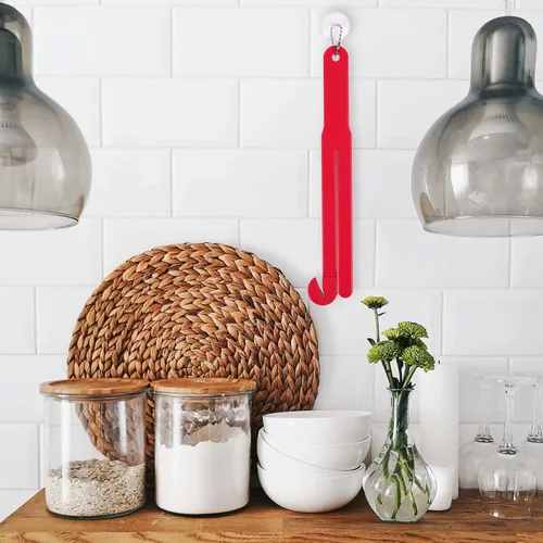 Vista 7 de Abridor de bolsas de alimentos, abridor de bolsas de alimentos de plástico, hoja de acero inoxidable, exprimidor de bolsas de alimentos con ventosa