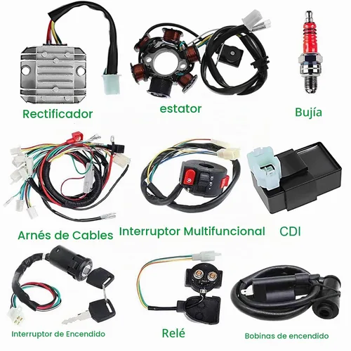 Vista 6 de Kit completo de arnés de cableado con electricidad para ATV Quad 4 Wheelers 150CC-250CC - por KAKO