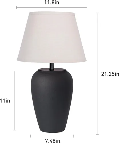 Vista 5 de YEPDIN TL3 - Lámpara de mesa de cerámica de 21.25 pulgadas, compacta y esmerilada, pantalla de tela cónica, decoración de cerámica para sala