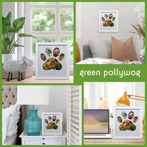 Vista 9 de Green Pollywog Marco de fotos de collage de 5 aperturas, color blanco