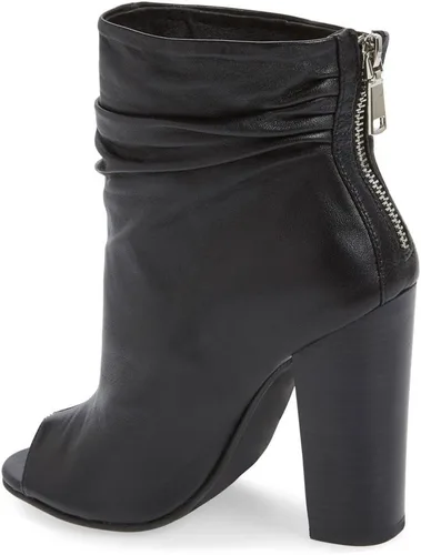 Vista 3 de FSJ Botas al tobillo con puntera abierta para mujer, tacones gruesos apilados, para fiesta, graduación, discoteca, noche, boda, vestido, talla 4-15