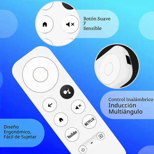 Vista 6 de para Reemplazo de Mando a Distancia Google Chromecast, Compatible con Chromecast Google TV y Streaming (Solo para Equipo Blanco)