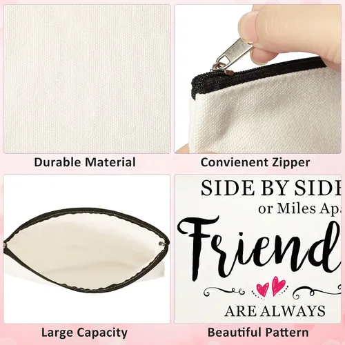 Vista 4 de Xuniea 8 bolsas de maquillaje para amigos, bolsas de cosméticos de amistad, bolsa de cosméticos portátil para mujeres, regalo de San Valentín