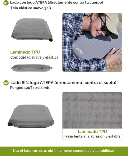 Vista 6 de ATEPA Cojín inflable para asiento 1 Pack - Gris