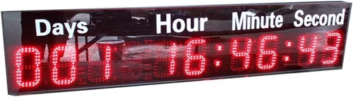 Vista 2 de AZOOU 6 pulgadas 9 dígitos LED temporizador cuenta atrás/arriba reloj montado en la pared con días horas minutos segundos segundos color rojo
