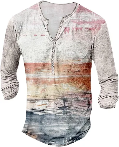 Vista 16 de MARSVOVO Camisetas gráficas para hombre, camisetas Henley con estampado de moda, holgadas, casuales, ligeras, para entrenamiento, suaves, vintage