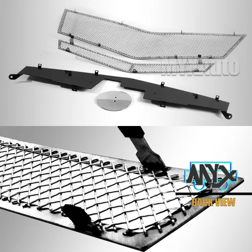 Vista 4 de Parrilla delantera compatible con Cadillac CTS 2008-2013 y 11-14 CTS Coupe, inserto de rejilla de malla de acero inoxidable cromado