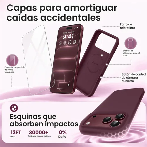 Vista 4 de GONEZ Funda para iPhone 18 Pro / 17 Pro, compatible con MagSafe borgoña (A-burgundy)