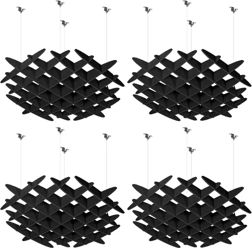 Vista 13 de VIVO Panel Acústico de Techo Tipo Waffle, Absorbedor de Sonido Colgante Hexagonal, Candelabro Moderno de Reducción de Ruido, Gris Oscuro, PP-CW01D