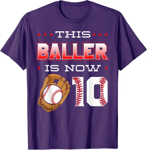 Vista 67 de This Baller Is Now 10 - Camiseta de béisbol para fiesta temática de cumpleaños número 10, Negro