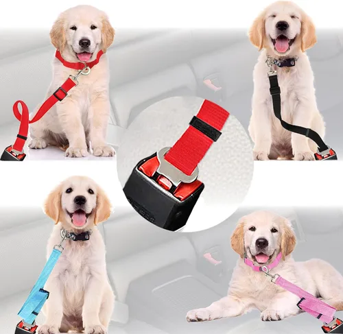 Vista 2 de SunGrow Cinturón de seguridad para perros para automóvil, cinturón de seguridad ajustable de nailon para mascotas, compatible con todos los Varios