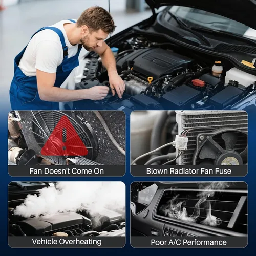 Vista 6 de AUTOKAY Ventilador de refrigeración del radiador, reemplazo del refrigerador del condensador del radiador del motor para Chevrolet Cruze 2017-2019
