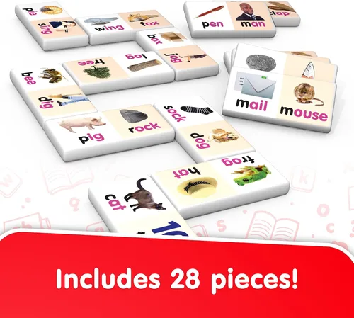 Vista 2 de Junior Learning Juegos educativos de acción de dominó de palabras rimantes, multicolor, modelo: JL490