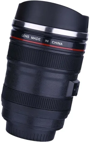 Vista 6 de Fdit Taza de café con lente de cámara, SLR con forma de lente de viaje, frasco de viaje de acero inoxidable, taza de aislamiento a prueba de fugas