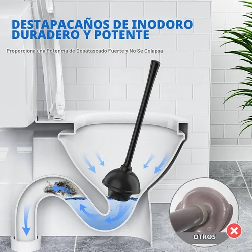 Vista 2 de LOVLOY Juego de émbolo y cepillo de inodoro, cepillo de cuenco y émbolo de inodoro resistente con soporte ventilado, combo de cepillo de inodoro 2