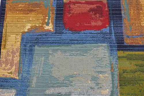 Vista 5 de Unique Loom - Alfombra colección de círculos abstractos, de transición para interiores y exteriores, beige, Polipropileno, rojo (Multi/red)