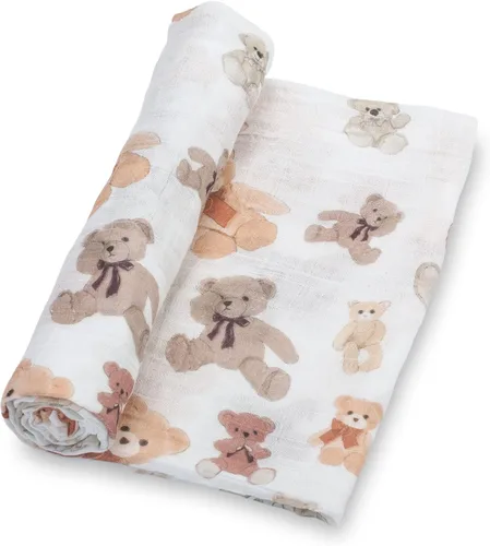 Vista 8 de LollyBanks Manta para Envolver, Mantas de Muselina 100% Algodón para Niños y Niñas, Manta de Recepción para Recién Nacido Grande de 47 x 47