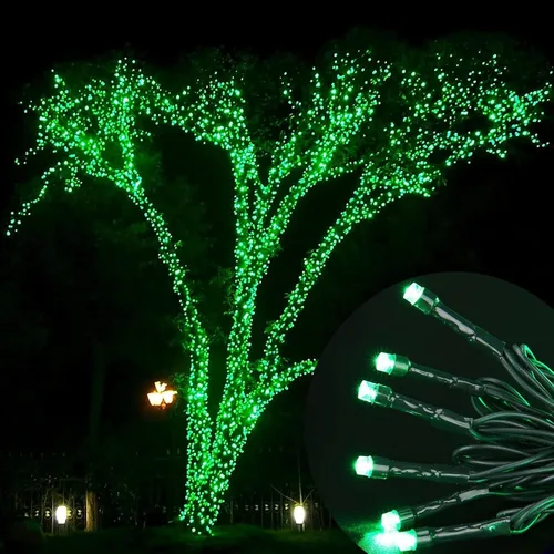 Vista 3 de Joomer Luces Solares Navideñas en Cadena, 39 pies, 100 LED, luces impermeables para exteriores con 8 modos de luces centelleantes para jardín