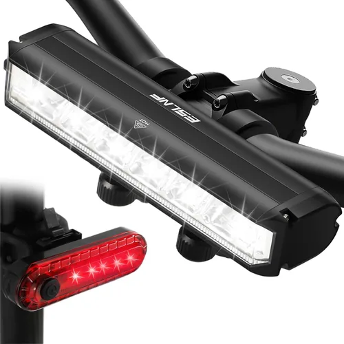 Vista 9 de 1800 Lumen Bike Light, Front and Back Bicycle Lights for Night Riding, Super Bright USB Rechargeable Bike Light with High Beam Low Beam for Men
