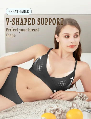 Vista 3 de Sujetadores sin varillas para mujer, brasier deportivo sin costuras, cómodo, acolchado, para entrenamiento, espalda cruzada, tallas S-XXL